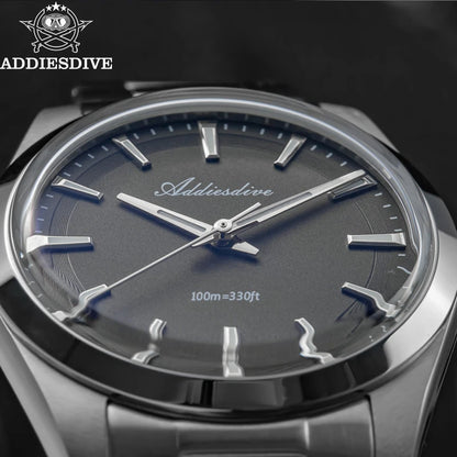 ADDIESDIVE Men's Dress Watch 36mm 10Bar Waterproof Stainless Steel BGW9 Super Luminous Quartz Movement with Bubble Mirror Glass