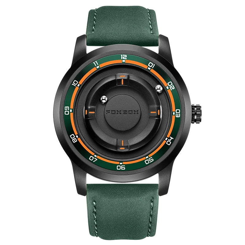 FOXBOX Watch Personalized Fashion Floating Magnetic Pointer Free Ball Bearing Creative Simple Waterproof Quartz Watch for Men