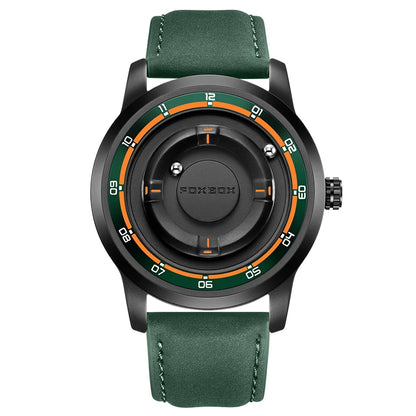 FOXBOX Watch Personalized Fashion Floating Magnetic Pointer Free Ball Bearing Creative Simple Waterproof Quartz Watch for Men
