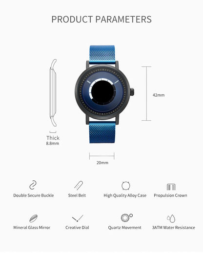 SINOBI Men's Fashion Quartz Watch Stainless Steel Blue Wristwatch Shock Resistant Water-Resistant Male Relogio Masculino