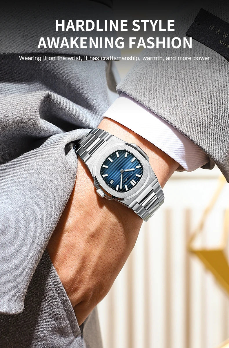 Specht & Söhne Classic 5711 Ultra Thin Men's Watch Green Sapphire Crystal 50M Water Resistant Stainless Steel Quartz Wristwatch