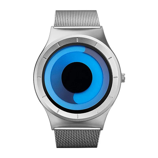 SINOBI Black Sports Quartz Watch Unisex Stainless Steel Band Water-Resistant Shockproof Fashion Casual Wristwatch