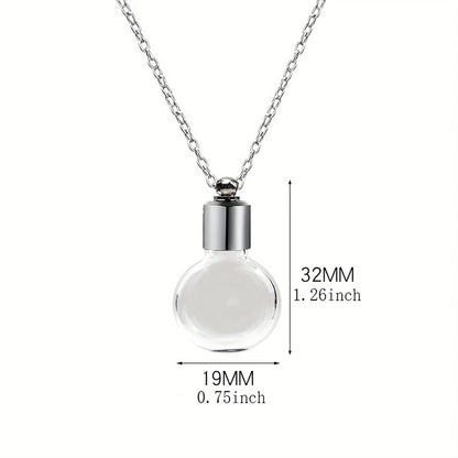 Glass Perfume Vial Pendant Wishing Bottle Clear Charm Glass Bottle Necklace Jewelry Gifts Glass Bottle Necklace TransparentGlass