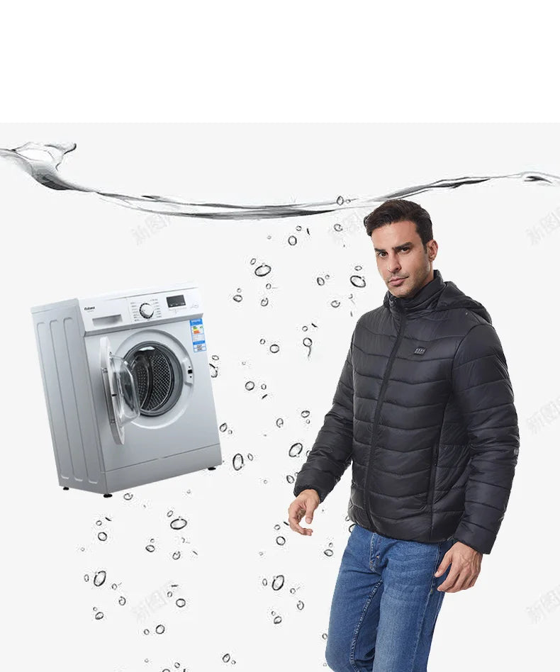 Heated Jacket Thick Warm Heated Jacket 4 Control Zone 27 Men Women Winter Outdoor Ski Hiking Coat (Not Included The Power Bank)
