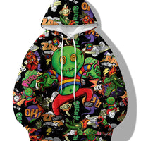 Spring and Autumn Hot selling New Cartoon Letter Graffiti 3D Digital Printing Fashion Youth Hoodie Men's and Women's Casual Top