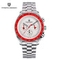 PAGANI DESIGN Men's Chronometer Quartz Watch Waterproof Luminous Red Sapphire Mirror Stainless Steel Band Fashion & Casual Wristwatch