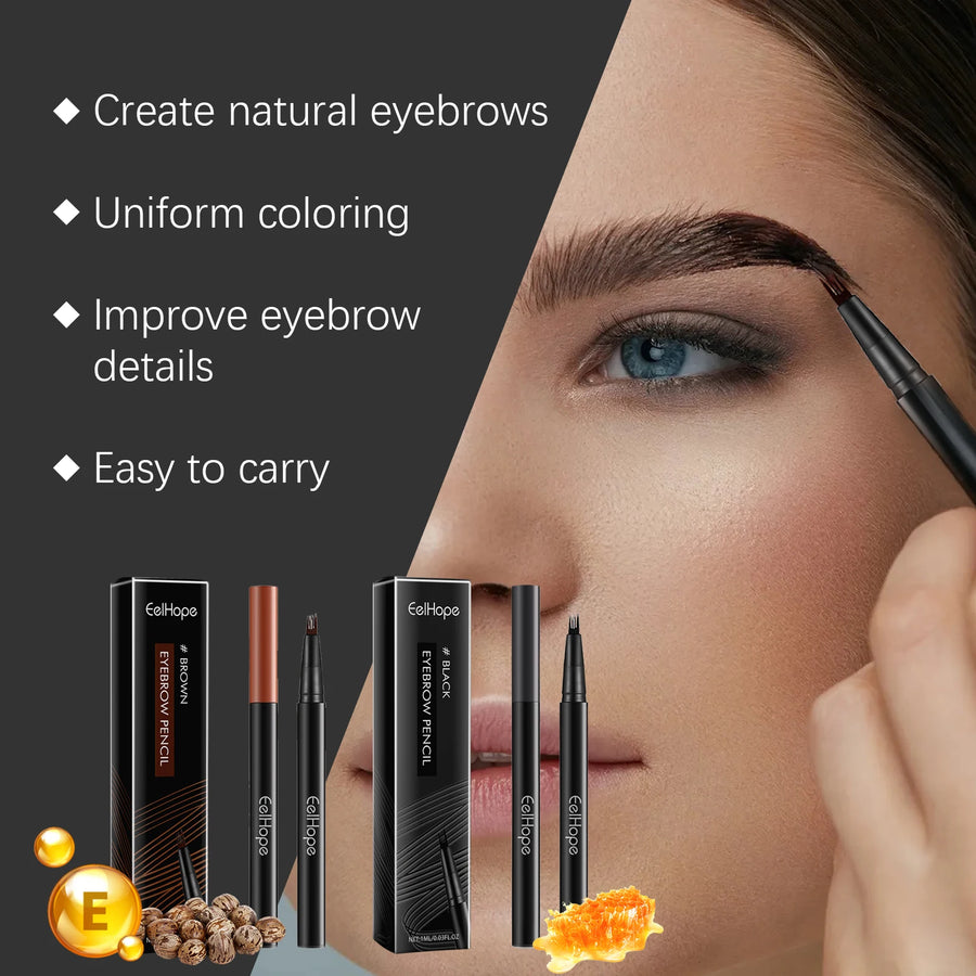 EELHOE 4 Forks Waterproof Eyebrow Pencil Long Lasting