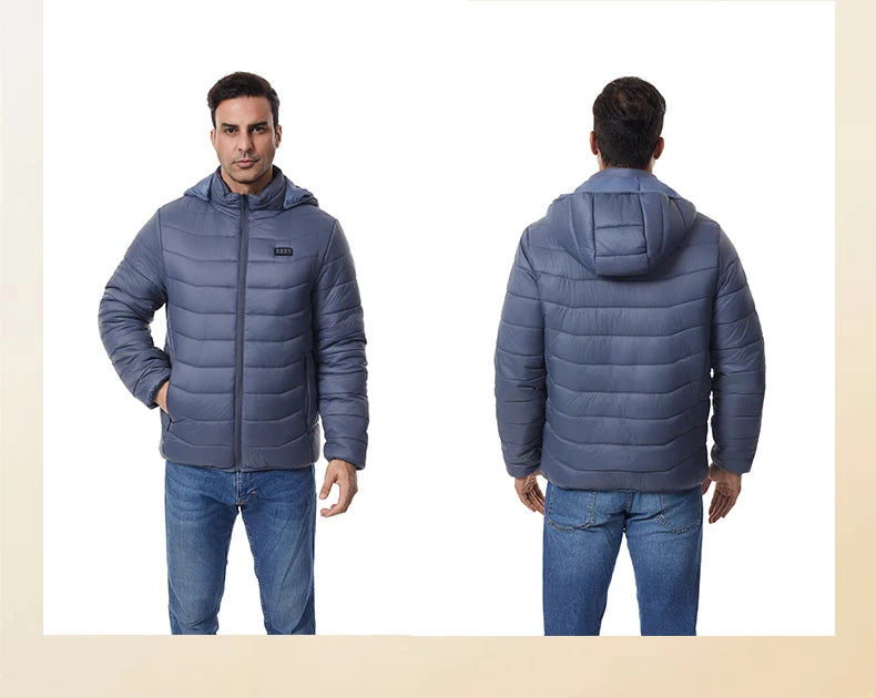 Heated Jacket Thick Warm Heated Jacket 4 Control Zone 27 Men Women Winter Outdoor Ski Hiking Coat (Not Included The Power Bank)