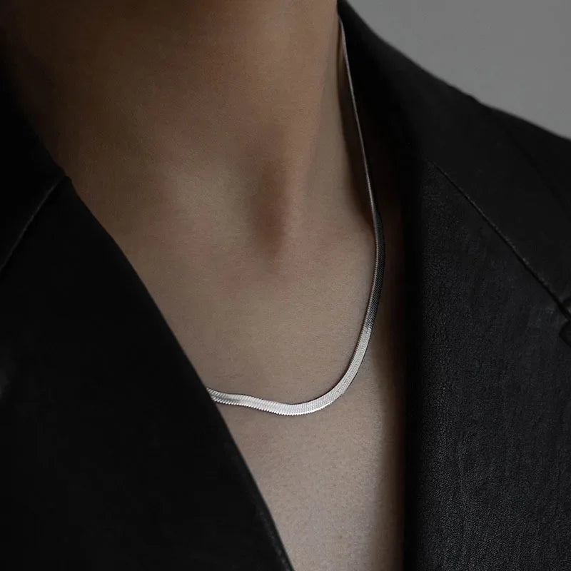 Fashion Stainless Steel Necklace For Women 3MM/4MM/5MM Wide Snake Chain Choker Men Trendy Party Jewelry Accessories
