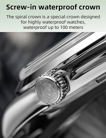 ADDIESDIVE Men's Dress Watch 36mm 10Bar Waterproof Stainless Steel BGW9 Super Luminous Quartz Movement with Bubble Mirror Glass