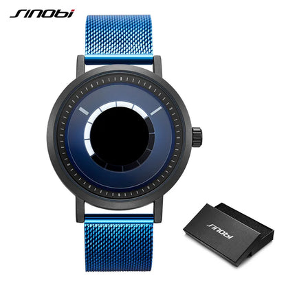SINOBI Men's Fashion Quartz Watch Stainless Steel Blue Wristwatch Shock Resistant Water-Resistant Male Relogio Masculino