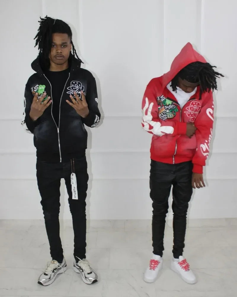 Harajuku Trend Brand Casual Loose Oversized Zipper Hoodie Men