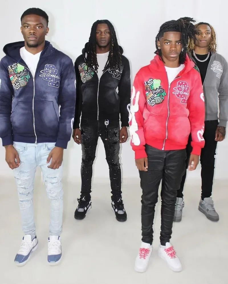 Harajuku Trend Brand Casual Loose Oversized Zipper Hoodie Men
