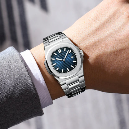 Specht & Söhne Classic 5711 Ultra Thin Men's Watch Green Sapphire Crystal 50M Water Resistant Stainless Steel Quartz Wristwatch