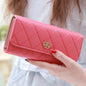 Black Long Wallets for Women PU Leather Diamond Pattern