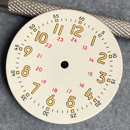 Brownish Red Field Watch Dial 29mm Luminous Marks Fit NH35 NH36 NH38 ETA 2824 PT5000 SKX Diver Mens Watch Parts New