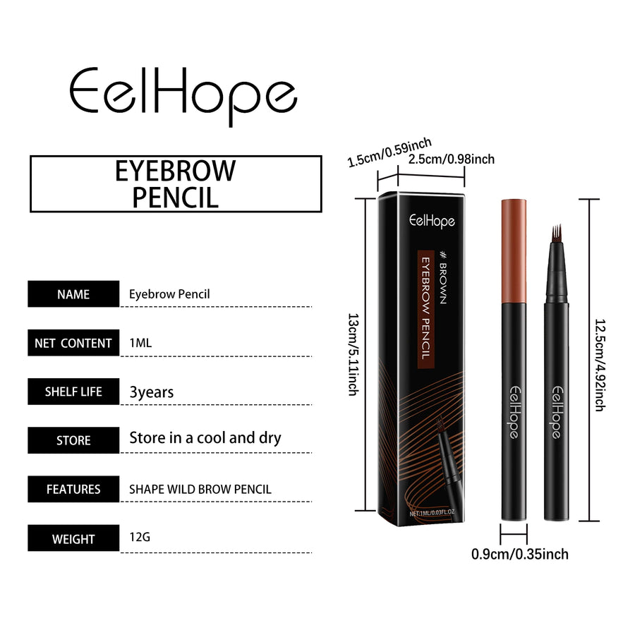 EELHOE 4 Forks Waterproof Eyebrow Pencil Long Lasting