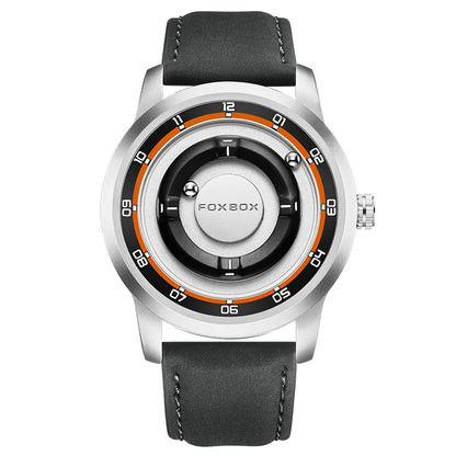 FOXBOX Watch Personalized Fashion Floating Magnetic Pointer Free Ball Bearing Creative Simple Waterproof Quartz Watch for Men