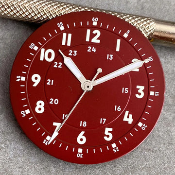 Brownish Red Field Watch Dial 29mm Luminous Marks Fit NH35 NH36 NH38 ETA 2824 PT5000 SKX Diver Mens Watch Parts New