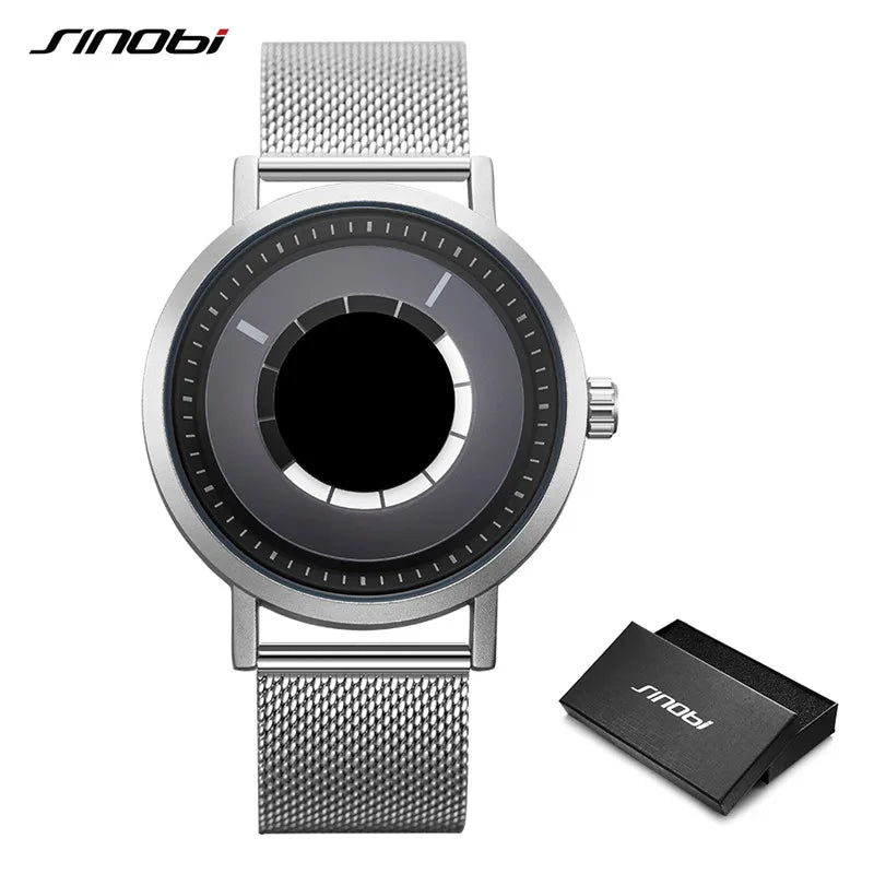 SINOBI Men's Fashion Quartz Watch Stainless Steel Blue Wristwatch Shock Resistant Water-Resistant Male Relogio Masculino
