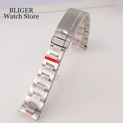 BLIGER Silver Black 20mm Width Stainless Steel Jubilee Watch Strap Bracelet Two Tone Gold/Rose Gold Glide Lock Clasp