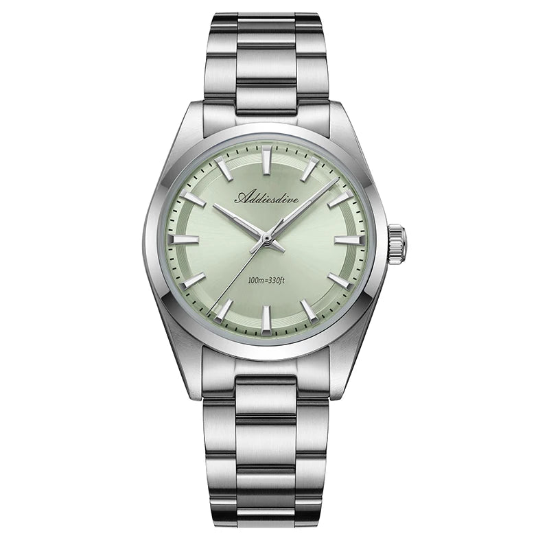 ADDIESDIVE Men's Dress Watch 36mm 10Bar Waterproof Stainless Steel BGW9 Super Luminous Quartz Movement with Bubble Mirror Glass