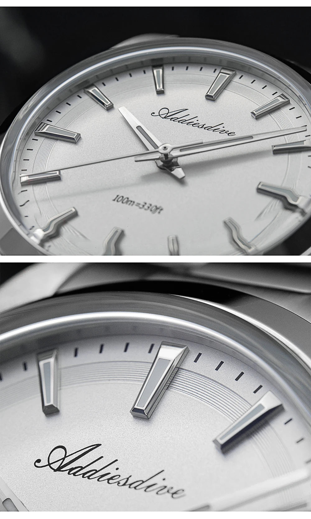 ADDIESDIVE Men's Dress Watch 36mm 10Bar Waterproof Stainless Steel BGW9 Super Luminous Quartz Movement with Bubble Mirror Glass