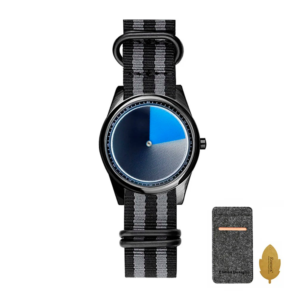 Enmex Individualization special wristwatch canvas  creative design Mysterious Gradient Blue fashion quartz clock men watch
