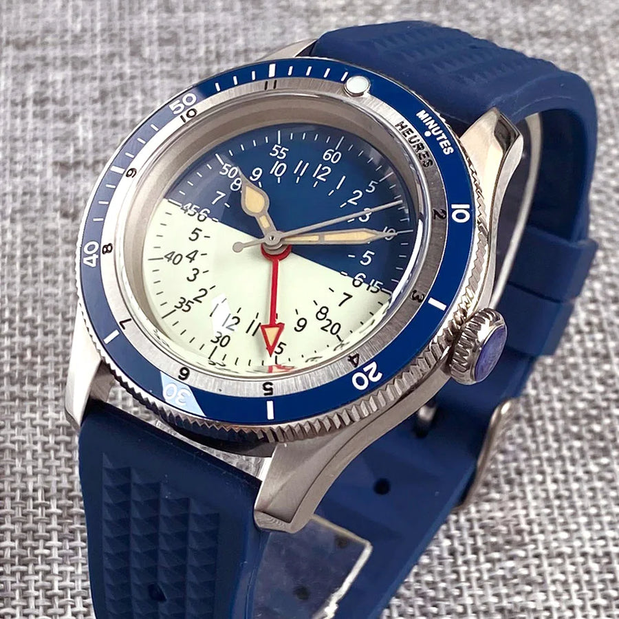 Tandorio 40mm Blue NH34 GMT Mechanical Automatic Diver Men Watch 20ATM Waterproof Lume Dial Domed Sapphire Screw Crown Reloj New