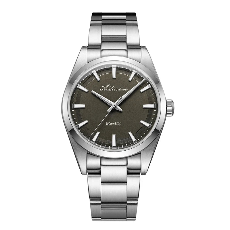 ADDIESDIVE Men's Dress Watch 36mm 10Bar Waterproof Stainless Steel BGW9 Super Luminous Quartz Movement with Bubble Mirror Glass