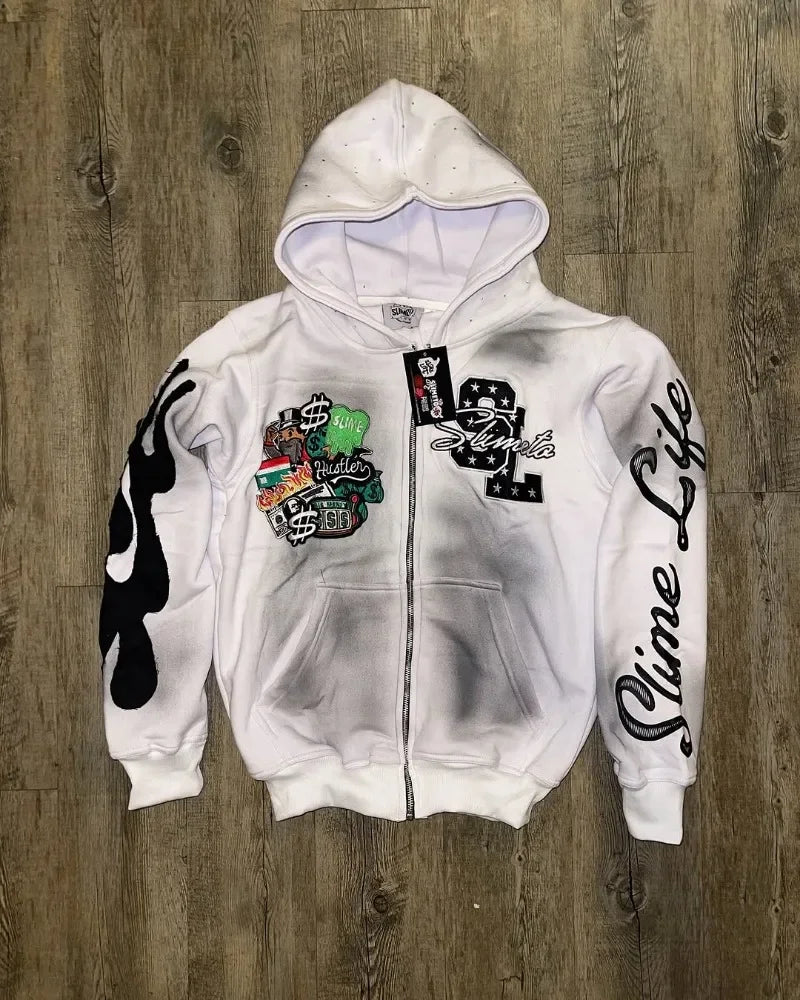 Harajuku Trend Brand Casual Loose Oversized Zipper Hoodie Men