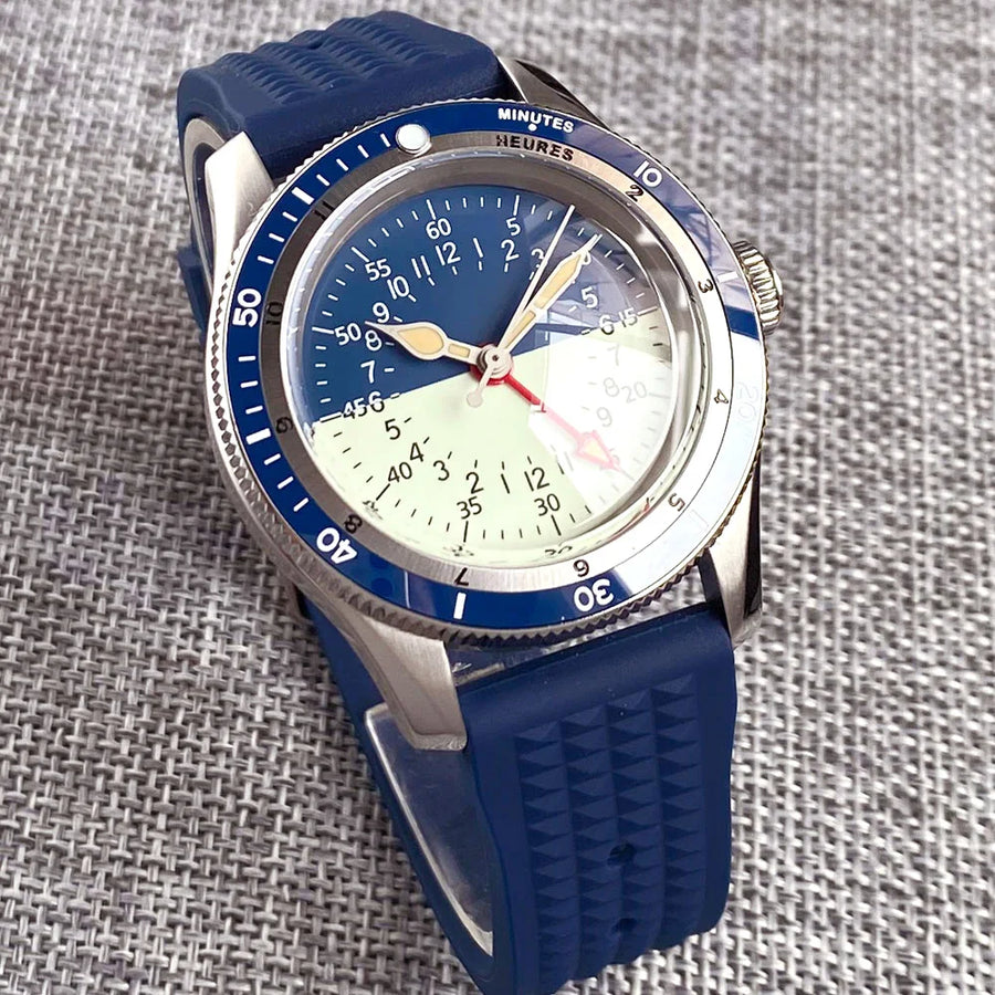 Tandorio 40mm Blue NH34 GMT Mechanical Automatic Diver Men Watch 20ATM Waterproof Lume Dial Domed Sapphire Screw Crown Reloj New