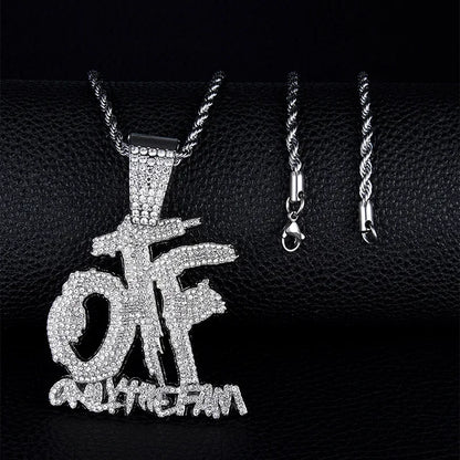 Iced Out Letter Savage Pendant Shiny Bing Cubic Zirconia Hip Hop Necklace Men\\\'s Cool Rock Rap Trend Jewelry