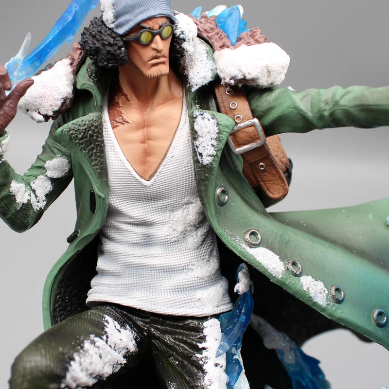 One Piece Aokiji Kuzan Anime Figures 2 Heads 30cm Gk Figurine Pvc LED Luminous Model Statue Collection Decora Toy Christmas Gift