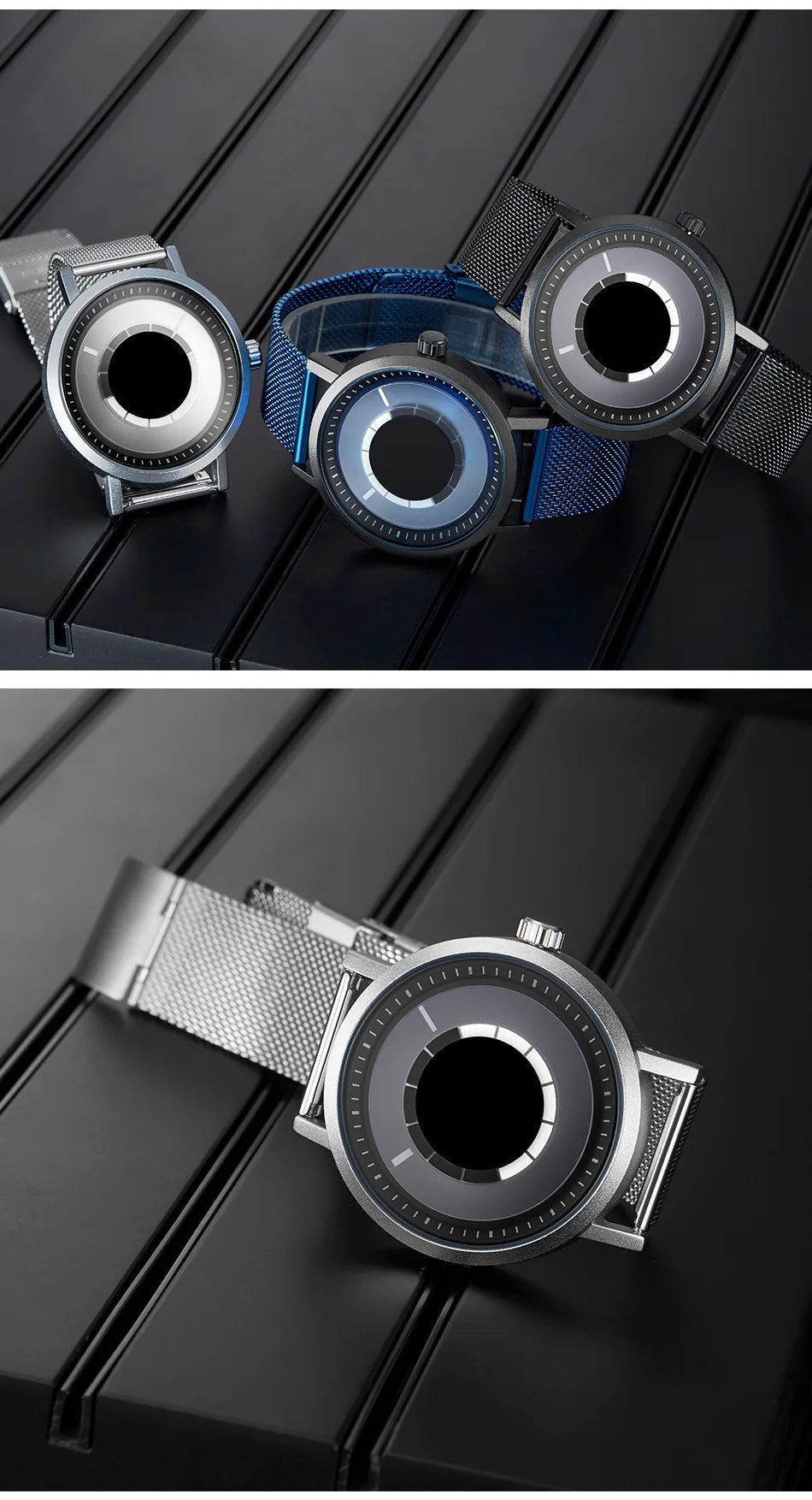 SINOBI Men's Fashion Quartz Watch Stainless Steel Blue Wristwatch Shock Resistant Water-Resistant Male Relogio Masculino