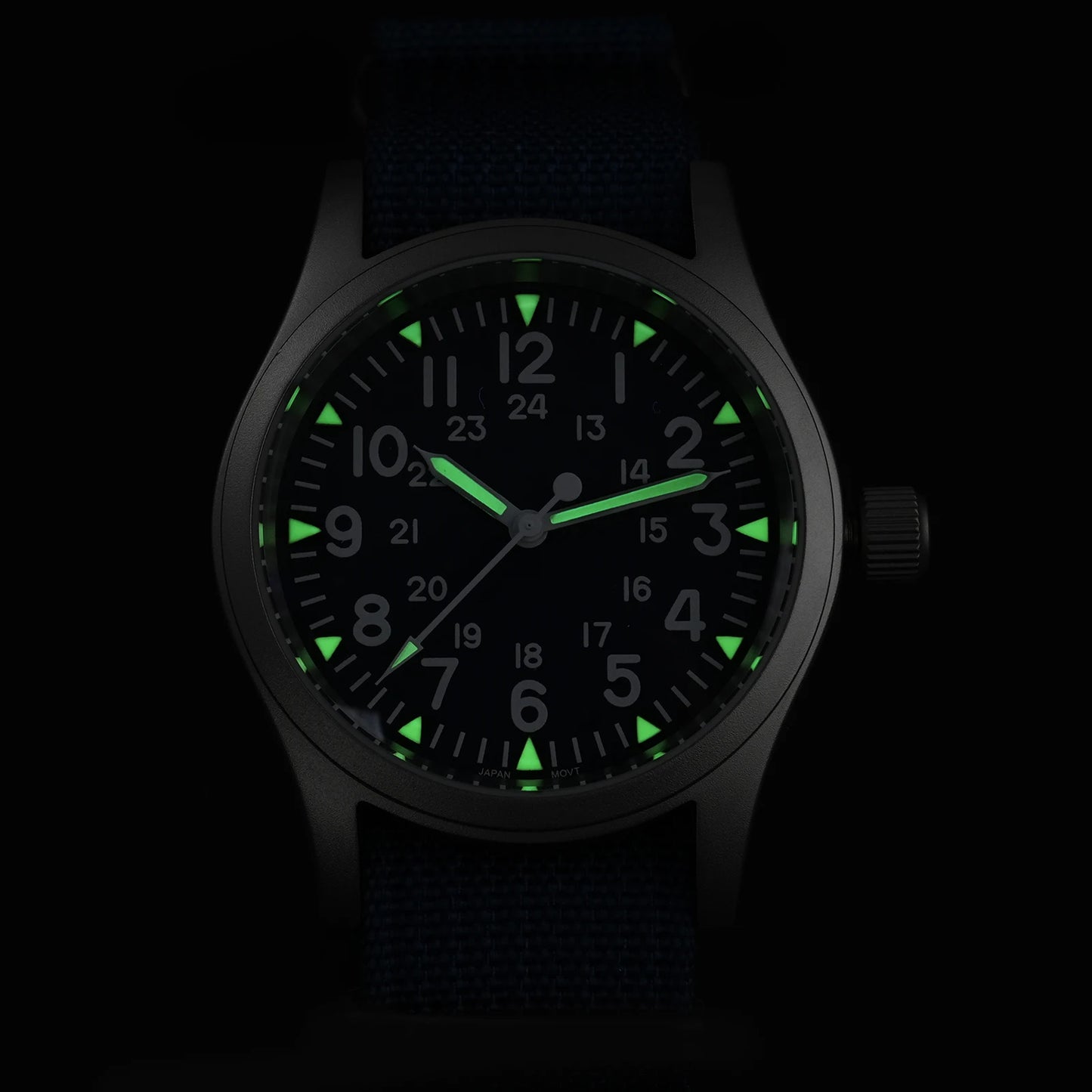 Militado ML05 38mm Military Field Watch - Sweep Quartz Movement Domed Sapphire Crystal 100M Waterproof Super Luminous Nylon Band Watch for Men