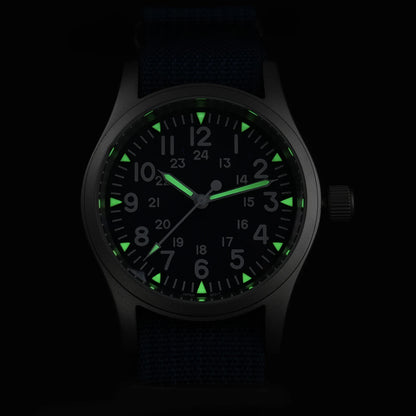 Militado ML05 38mm Military Field Watch - Sweep Quartz Movement Domed Sapphire Crystal 100M Waterproof Super Luminous Nylon Band Watch for Men