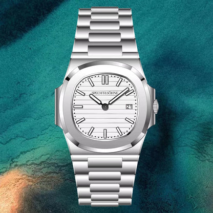 Specht & Söhne Classic 5711 Ultra Thin Men's Watch Green Sapphire Crystal 50M Water Resistant Stainless Steel Quartz Wristwatch