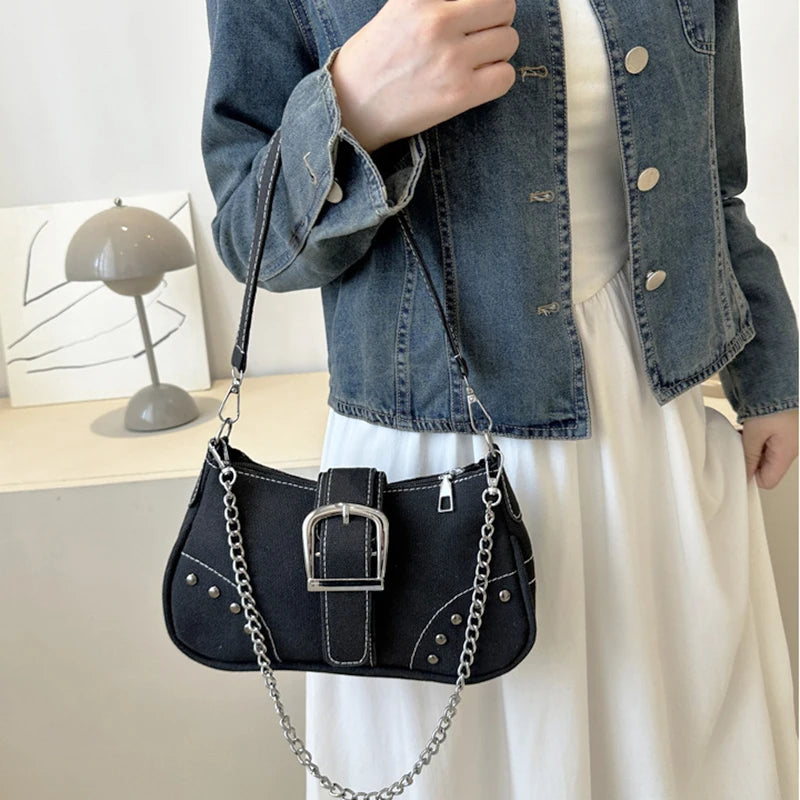 Y2k Vintage Women Underarm Bag Korean Casual Cute White Shoulder Bag Ladies Slings