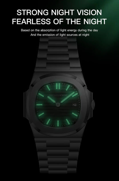 Specht & Söhne Classic 5711 Ultra Thin Men's Watch Green Sapphire Crystal 50M Water Resistant Stainless Steel Quartz Wristwatch