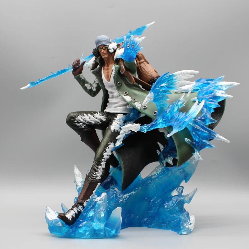 One Piece Aokiji Kuzan Anime Figures 2 Heads 30cm Gk Figurine Pvc LED Luminous Model Statue Collection Decora Toy Christmas Gift