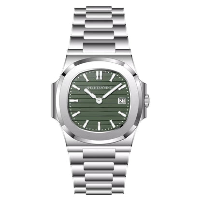 Specht & Söhne Classic 5711 Ultra Thin Men's Watch Green Sapphire Crystal 50M Water Resistant Stainless Steel Quartz Wristwatch