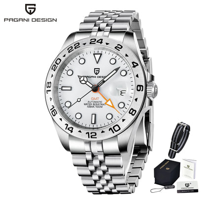 Pagani Design 2025 new 42MM fashionable men's automatic mechanical watch luxury sapphire stainless steel waterproof 10Bar lumino