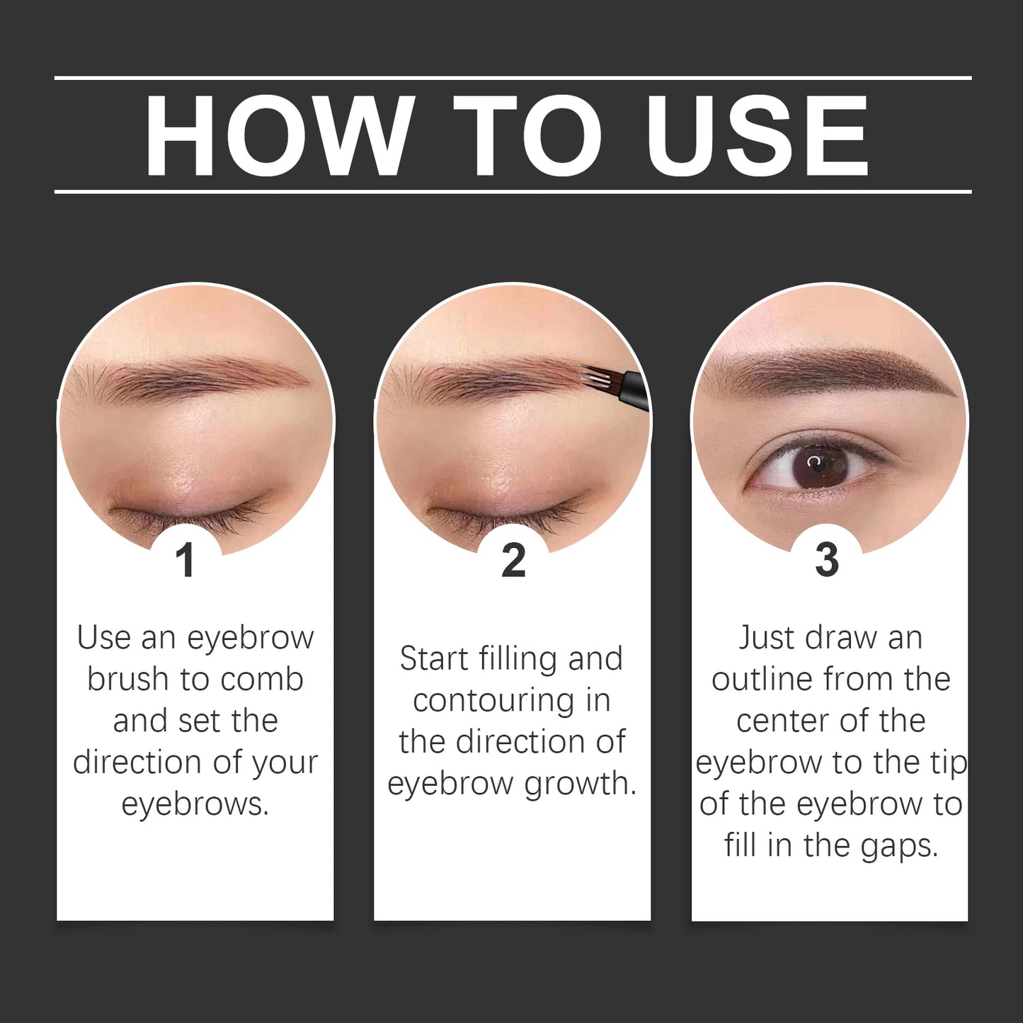 EELHOE 4 Forks Waterproof Eyebrow Pencil Long Lasting