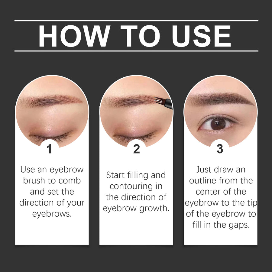 EELHOE 4 Forks Waterproof Eyebrow Pencil Long Lasting