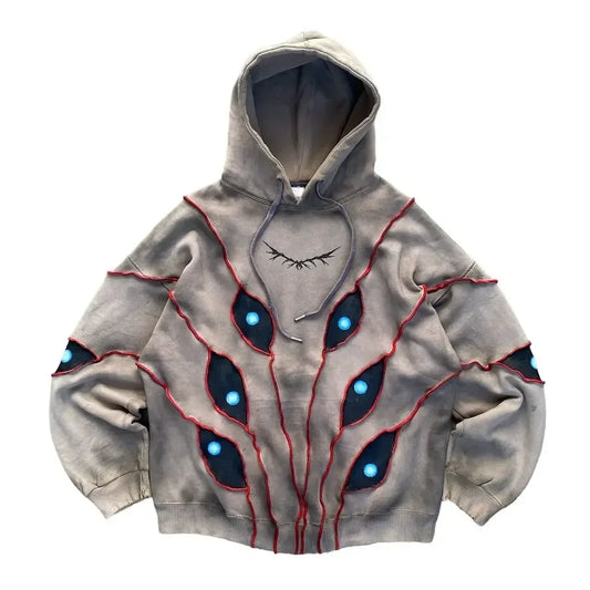 Fashion eye pattern patchwork hoodie for women