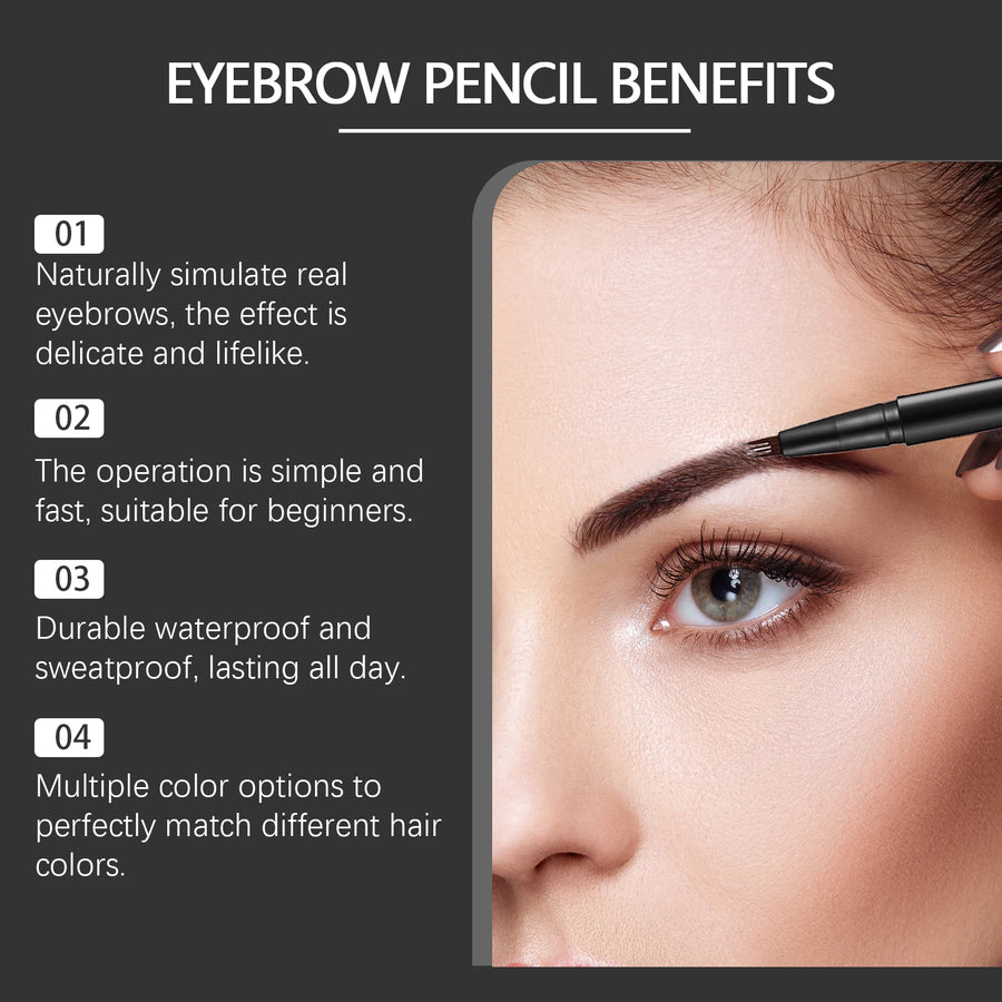 EELHOE 4 Forks Waterproof Eyebrow Pencil Long Lasting