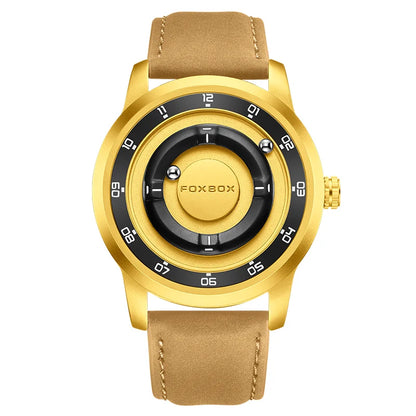 FOXBOX Watch Personalized Fashion Floating Magnetic Pointer Free Ball Bearing Creative Simple Waterproof Quartz Watch for Men