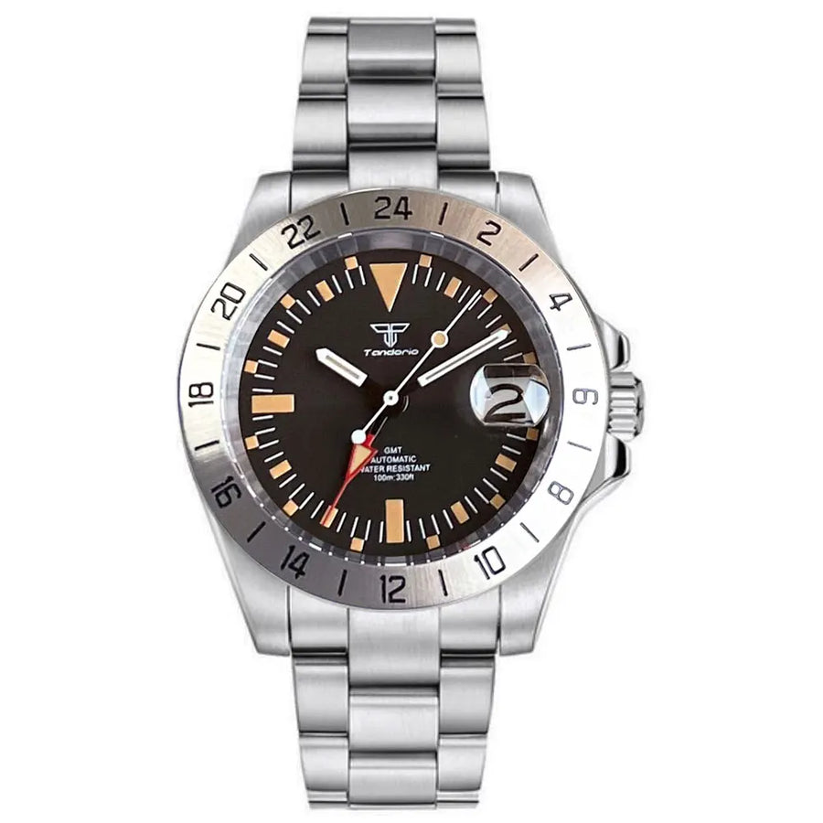 39mm Tandorio 200M Diving NH34 GMT Sapphire Glass Black Dial Luminous Mechanical Watch Men Steel Bracelet Business Dress Clock