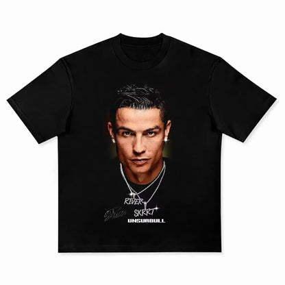 Men's T-shirt Cristiano Ronaldo fútbol superestrella Super moda impresa camiseta hombres desgastado algodón  Men's T-shirt